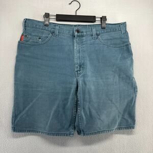 Vintage Mustang Jean Shorts Men's 36 Blue Denim Faded Baggy Jorts Western Cowboy